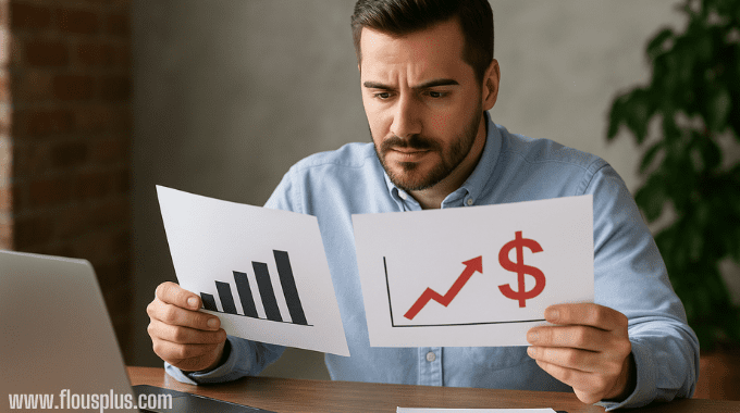 فلوس بلس - كيف تدير أموالك بذكاء في بداياتك الاستثمارية؟ (دليل شامل للمبتدئين) مقارنة بين فرص استثمارية مختلفة لرجل شاب خلال رحلة التخطيط المالي.